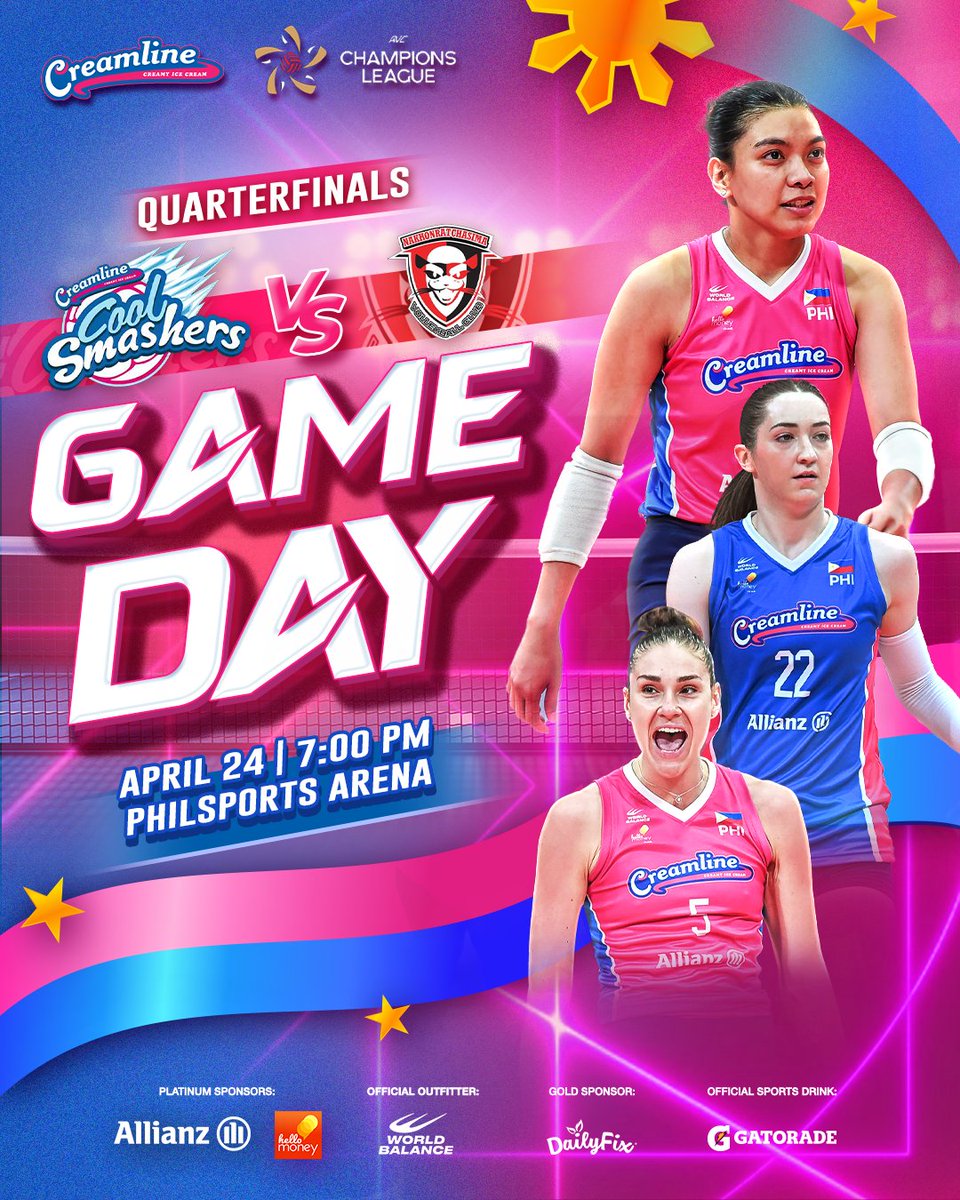 CoolSmashers's tweet photo. Mas pinatindi pa ang good vibes ngayong Quarterfinals dahil mas affordable na ang tickets ng AVC Women’s Champions League! 🏐💖

Sabay-sabay tayong manood at sumuporta sa Creamline Cool Smashers sa laban nila with Nakhonratchasima! 🤩💖

#CreamlineCreamyIceCream https://t.co/58bBN0ntL8