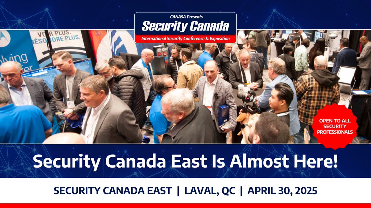 Get ready for Quebec's premier security event! #SecurityCanada East is only one week away. Join us on April 30 in Laval, QC, for a full day of networking, trend-spotting, and valuable insights—registration is FREE and open to all security professionals: bit.ly/4hG4F5Y