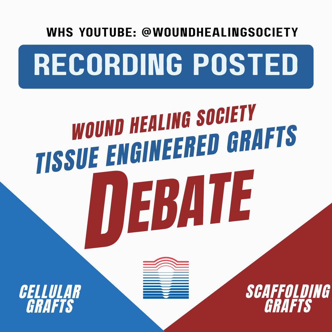 Did you miss the WHS tissue engineered grafts debate last night? The recording is live! Check it out now: youtu.be/xWtHp6ZflwA

#WHS #WoundHeal #WoundHealing #TissueEngineeredGrafts #Cellular #Scaffolding