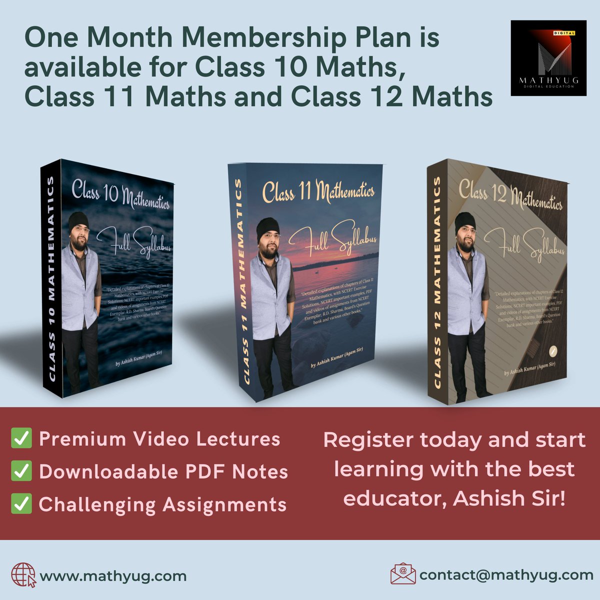 mathyug_hq's tweet image. Master Maths with Concept Clarity and Depth!

Join the MathYug One-Month Membership for Class 10, 11 &amp;amp; 12 Maths.

✅ Premium video lectures
✅ Downloadable notes
✅ Challenging assignments

Learn from Ashish Kumar (Agam Sir). 

mathyug.com