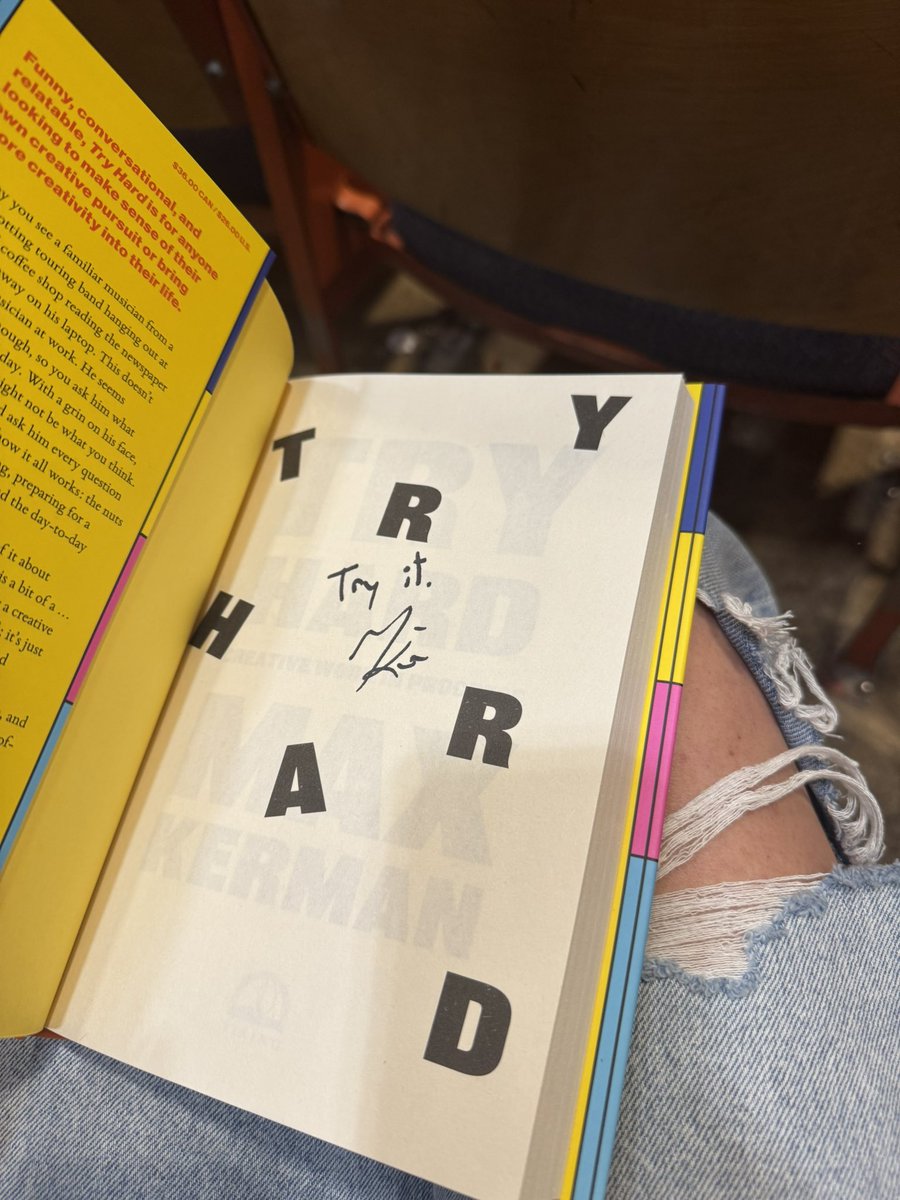 lyssa0213's tweet photo. The boys and I had a great Tuesday night in TO with @Max_Kerman from @arkellsmusic at his old high school. He shared his creative writing process &amp; we heard excerpts from his new book, Try Hard. Max, just curious, how many books did you have to sign for your book tour? https://t.co/zzoxvjloPe