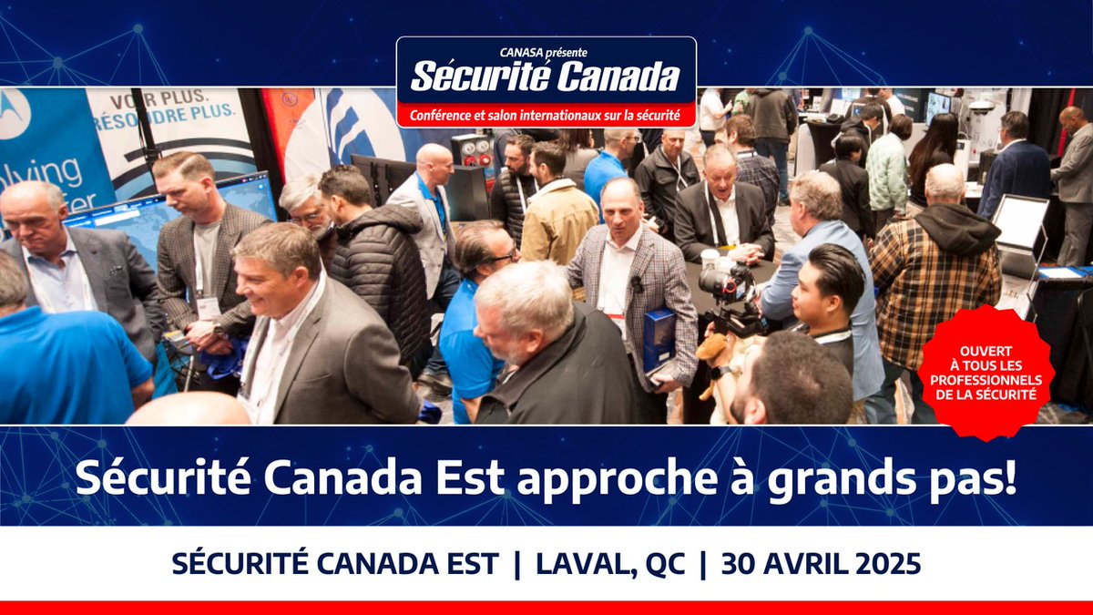Préparez-vous au plus grand événement de l’industrie de la sécurité au Québec! #SécuritéCanada Est aura lieu dans une semaine. Nous vous attendons pour une journée complète de réseautage et d’informations inestimables. L’inscription est GRATUITE : bit.ly/4ihSY59