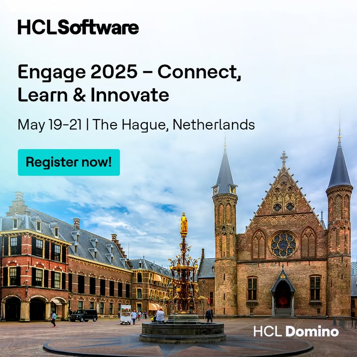 Engage 2025 is coming to the Hague!

Join us May 19-21 for Europe’s top Domino user group event featuring:
🔹 70+ speakers
🔹15 exhibitors
🔹Networking with our execs &amp; your peers

Register now: hclsw.co/ig4ct5
#HCLSoftware #HCLDomino #Engage