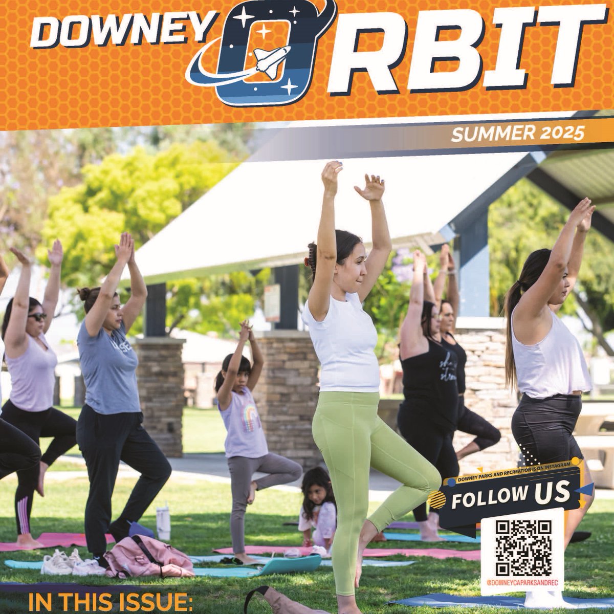 The Parks and Recreation Department is excited to announce the arrival of the Summer 2025 edition of “The Orbit”—Downey’s guide to upcoming parks and recreation programs and events. 

#CityofDowney #DowneyCA #DiscoverDowney #DestinationtoRecreation #DowneyOrbit