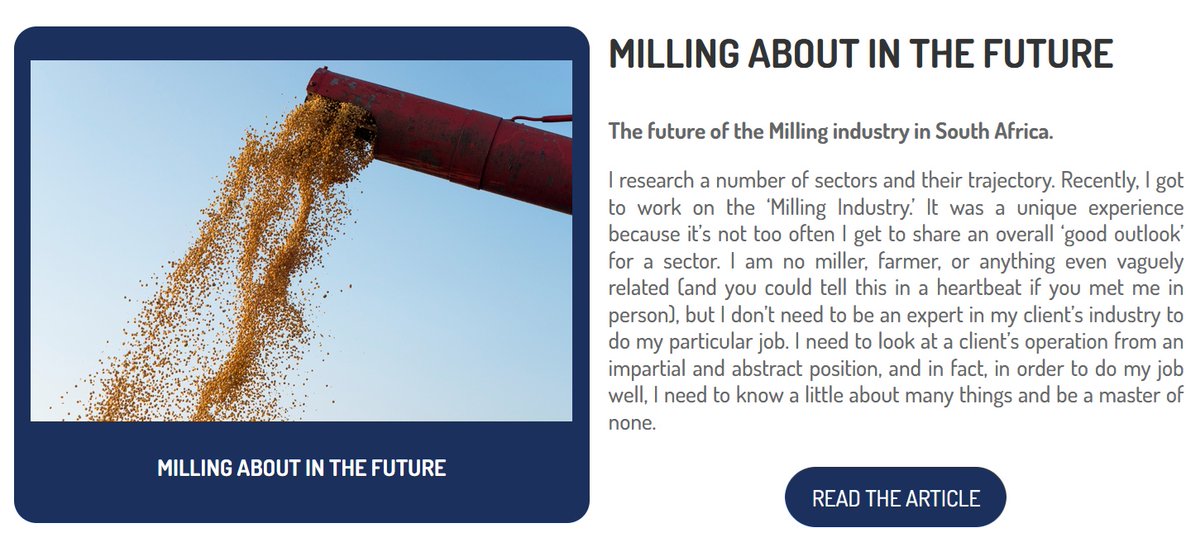 PierreMurray's tweet image. The future of the MILLING INDUSTRY in South Africa.
Read here: jeanpierremurraykline.co.za/milling-about-…

#MillingIndustry #ResearchAndDevelopment #AgricultureInnovation #SustainableFarming #FutureOfFood #YouthEngagement #Industry4_0 #TechInAgriculture #ChangeChampions #AfricaRising