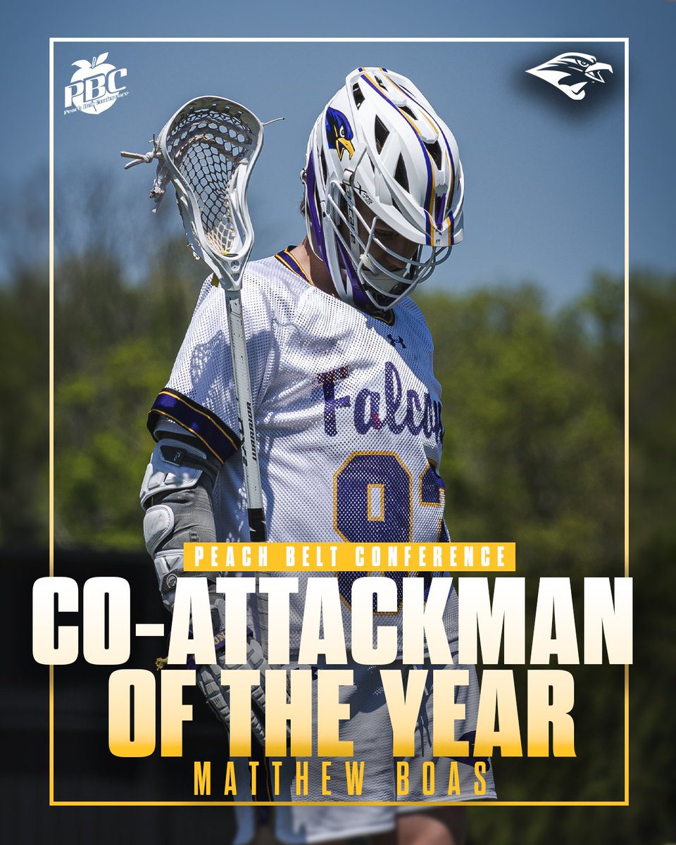 Montevallo Falcons (@umfalcons) on Twitter photo OFFENSIVE PLAYER OF THE YEAR ‼️
Matthew Boas has been named <a href="/PeachBelt/">Peach Belt</a> Co-Attackman of the Year after leading Montevallo with 68 points on the season 👀
#TogetherWeRise OFFENSIVE PLAYER OF THE YEAR ‼️
Matthew Boas has been named <a href="/PeachBelt/">Peach Belt</a> Co-Attackman of the Year after leading Montevallo with 68 points on the season 👀
#TogetherWeRise