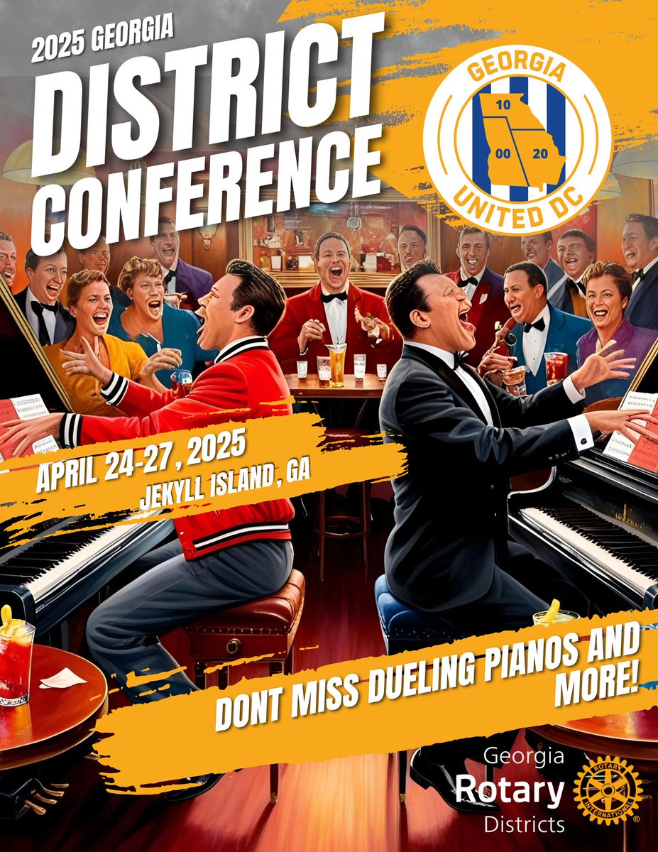 Get ready for an unforgettable night of music and entertainment at the Rotary District Conference! 🎶 Join us for an electrifying performance by The Anderson Brothers Dueling Pianos that will have you singing, dancing, and laughing all night long. Don't miss it!
