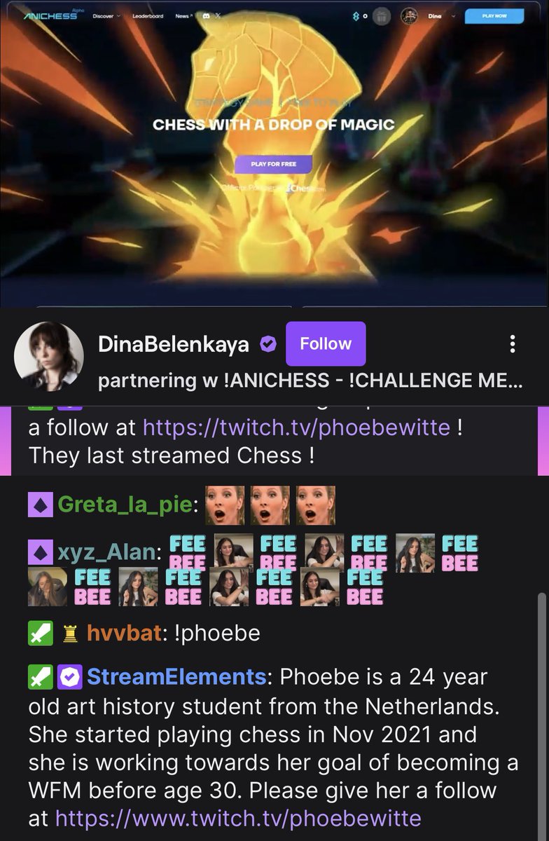 Anichess (@anichessgame) on Twitter photo 1/ DINA IS LIVE — RIGHT NOW.
<a href="/DinaBelenkaya/">Dina Belenkaya</a> just entered the Anichess arena.
She’s casting spells, wrecking kings, and calling out the community.
Get in before the next Kingslay lands.
Watch here — don’t blink 👇 1/ DINA IS LIVE — RIGHT NOW.
<a href="/DinaBelenkaya/">Dina Belenkaya</a> just entered the Anichess arena.
She’s casting spells, wrecking kings, and calling out the community.
Get in before the next Kingslay lands.
Watch here — don’t blink 👇