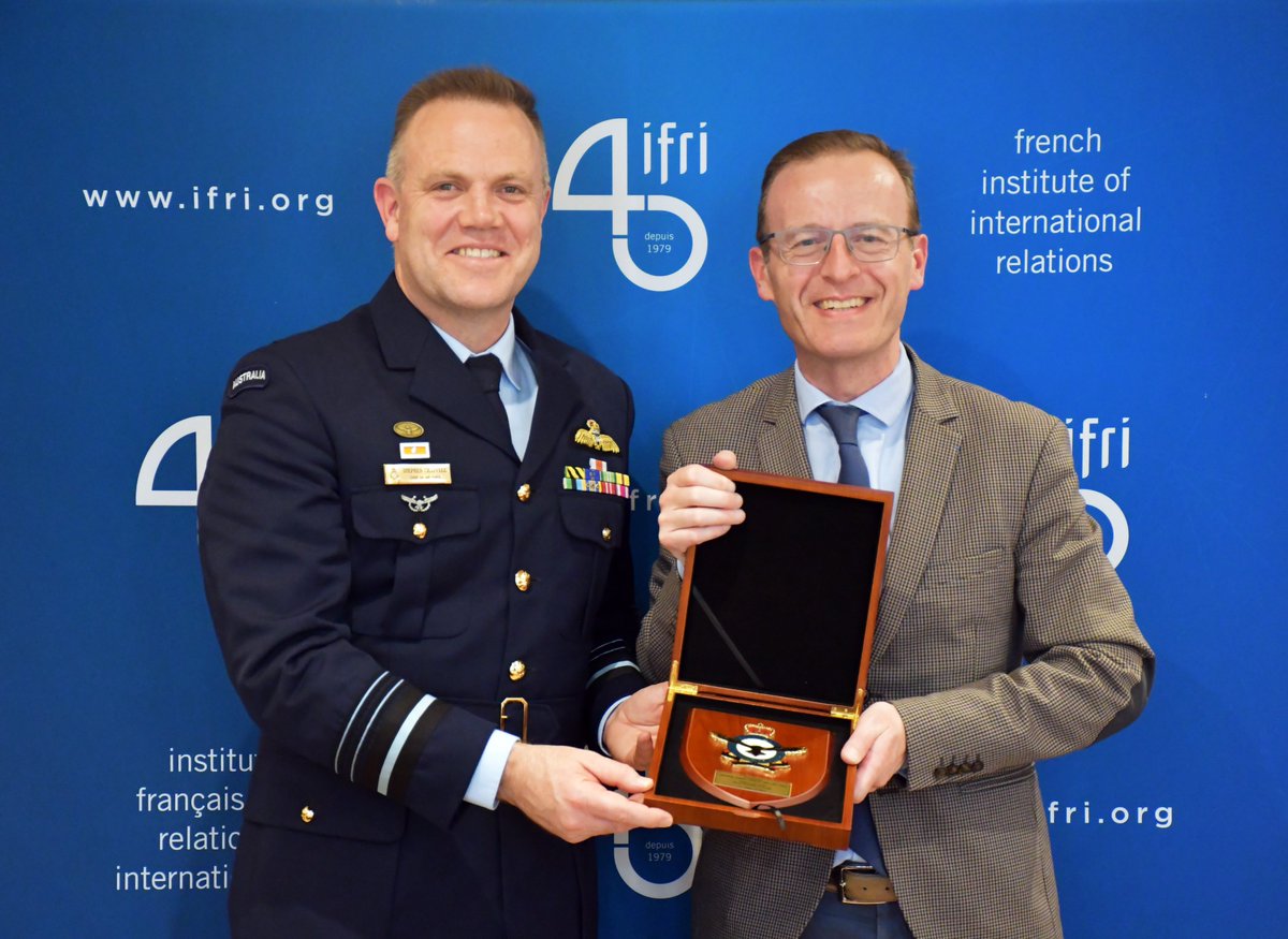 IFRI_'s tweet photo. 🇦🇺🤝🇫🇷 Ifri was pleased to welcome Air Marshal Stephen Chappell, @CAF_Australia @AusAirForce, on the occasion of his visit to France for #ANZAC Day — a valuable exchange on the Indo-Pacific’s strategic landscape and the depth of Australia–France relations. https://t.co/Y5KZj5XKmt