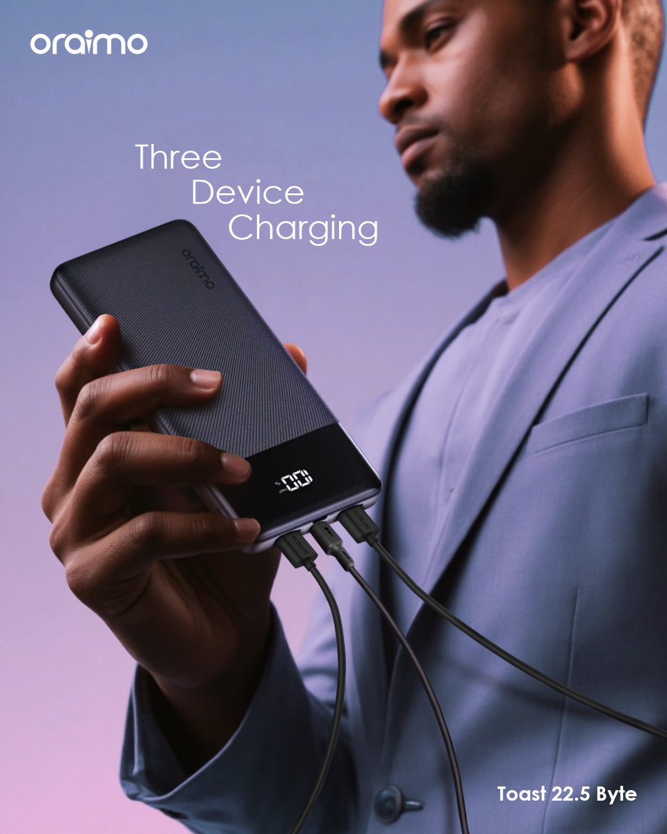 oraimo_ghana's tweet photo. Power Up To 3 Devices At Onceπ
π The perfect companion for road trips, camping & family adventures.
π With the #oraimoToast22.5Byte, stay charged & stay connected.
Wherever the journey takes you.
#oraimo #keepexploring #oraimoghana #powerbank #oraimopowerbank https://t.co/H7rNujcUlH