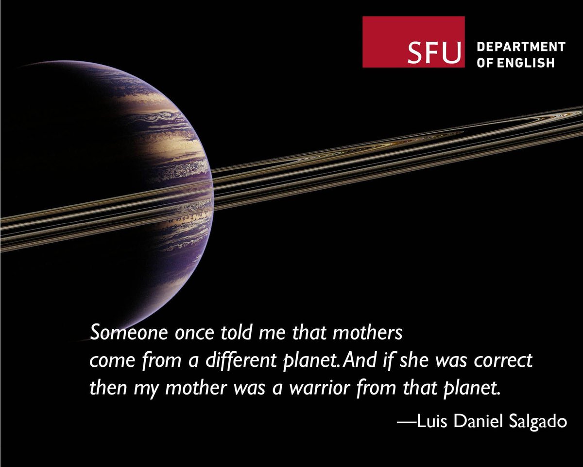 Poetry Month continues with a quote from "Mi Casa" by Luis Daniel Salgado
This year's theme for #poetrymonth is family. Comment below with your favourite family poem/quote &amp; you may see it on our socials this month!

Read the entire poem: poetryfoundation.org/poetrymagazine… 
#sfuenglish