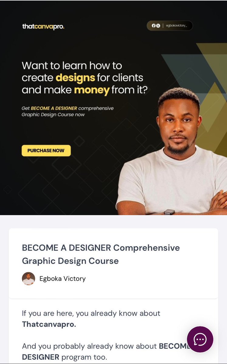 egbokavictory_'s tweet image. Want to learn how to create designs for clients and make money from it?💰
Get BECOME A DESIGNER comprehensive graphic design course.
Get it now at a discount price: selar.com/Becomeadesigne…
