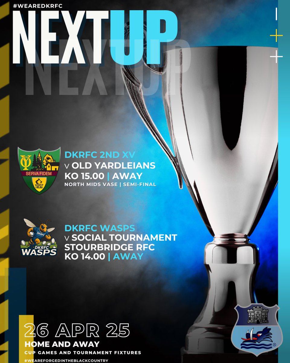 DKRugbyClub's tweet photo. Easter breakโs doneโboots back on!
๐ฃ 2nd XV head to @OldYardsRFC in the North Mids Vase Semi-Final | KO 15:00
๐ป Wasps hit @StourbridgeRFC for a social tournament | KO 14:00 (final run out!)
Letโs do this, DK! ๐๐
#WeAreDKRFC #DKWay #BlueAndBlue #DKDogSpirit #GrassrootsRugby https://t.co/FDJ2UPTddH