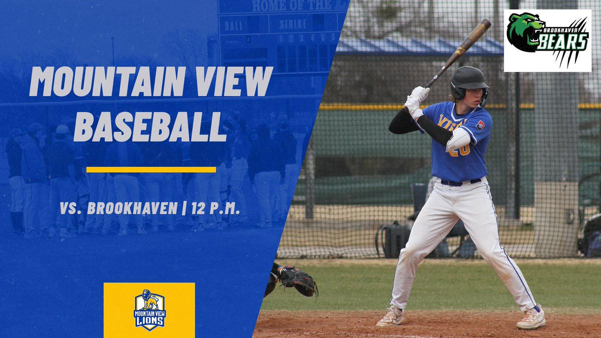 Mountain View Lions (@dcmvlions) on Twitter photo ๐๐๐ฆ๐ ๐๐๐ฒ
โพ๏ธ <a href="/DCMVBaseball/">DCMV Baseball</a> (8-34, 1-20 DAC) vs. No. 15 <a href="/haven_baseball/">Brookhaven Baseball</a> (25-21, 13-8)
๐ 12 p.m.
๐๏ธ Mountain View Field
#HearUsRoar | #DACBaseball ๐๐๐ฆ๐ ๐๐๐ฒ
โพ๏ธ <a href="/DCMVBaseball/">DCMV Baseball</a> (8-34, 1-20 DAC) vs. No. 15 <a href="/haven_baseball/">Brookhaven Baseball</a> (25-21, 13-8)
๐ 12 p.m.
๐๏ธ Mountain View Field
#HearUsRoar | #DACBaseball