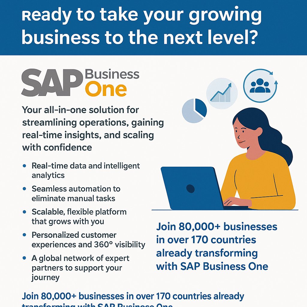 Domain_Inc's tweet photo. 🌍 Ready to take your growing business to the next level?
SAP Business One is your all-in-one solution for streamlining operations, gaining real-time insights, and scaling with confidence. https://t.co/wQrSFc34kx
