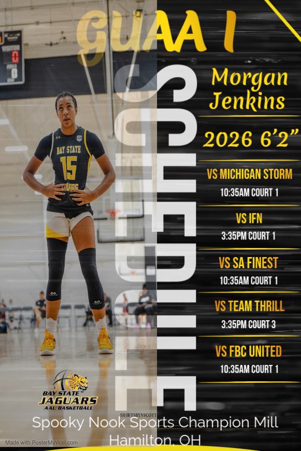 Morgan Jenkins (@morganjenkins07) on Twitter photo Business trip OTC! Super hyped to have our first session this weekend in Hamilton, OH! LETS GO JAGS💛🖤
<a href="/LaurieBollin/">LAURIE BOLLIN</a> <a href="/BayStateJags/">Bay State Jaguars</a> <a href="/NEPSGBCA/">NEPSGBCA</a> <a href="/hotchkissgbb/">Hotchkiss GBB</a> <a href="/nehoopjournal/">New England Basketball Journal</a> <a href="/PGHNewEngland/">Prep Girls Hoops New England</a> Business trip OTC! Super hyped to have our first session this weekend in Hamilton, OH! LETS GO JAGS💛🖤
<a href="/LaurieBollin/">LAURIE BOLLIN</a> <a href="/BayStateJags/">Bay State Jaguars</a> <a href="/NEPSGBCA/">NEPSGBCA</a> <a href="/hotchkissgbb/">Hotchkiss GBB</a> <a href="/nehoopjournal/">New England Basketball Journal</a> <a href="/PGHNewEngland/">Prep Girls Hoops New England</a>