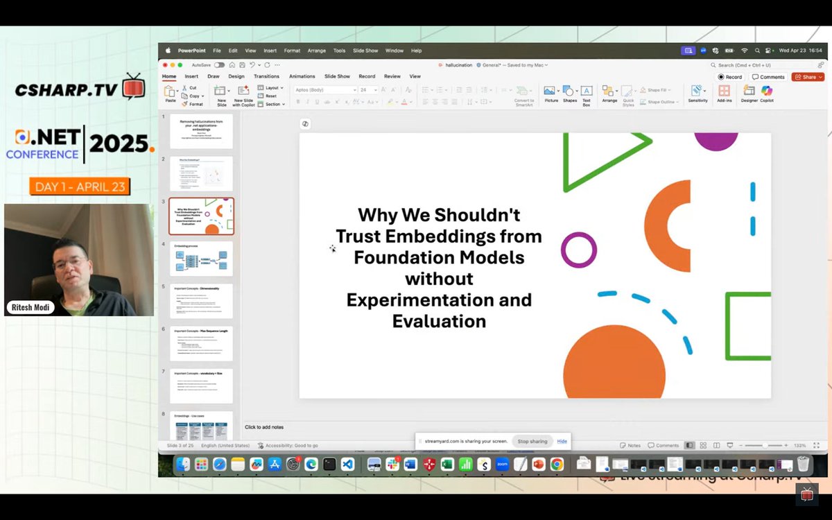 CSharpDotTV's tweet image. The keynote by @automationnext at #DotNetConf25 is live!
He’s unpacking how to remove hallucinations from .NET applications using embeddings.
It’s all about making AI trustworthy in production—this keynote is a game changer. 👏
📺 Watch it live: csharp.tv…