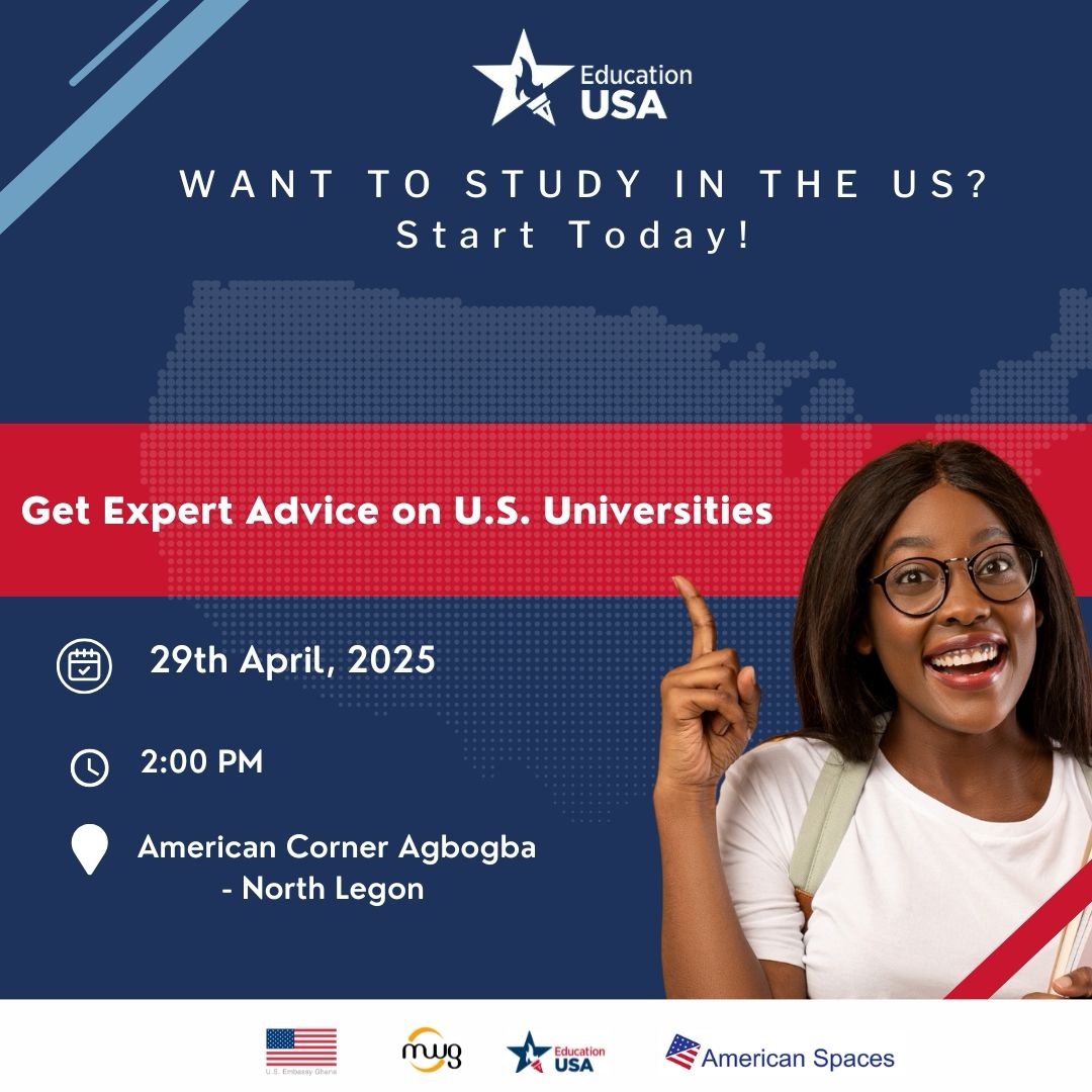 Thinking about studying in the U.S.? Here’s your chance to get all the answers you need!

Join us this 29th April at 2:00 PM at American Corner Agbogba – North Legon for a session with EducationUSA. 

Sign Up Here : 

#educationusa #studyintheusa #mobilewebghana