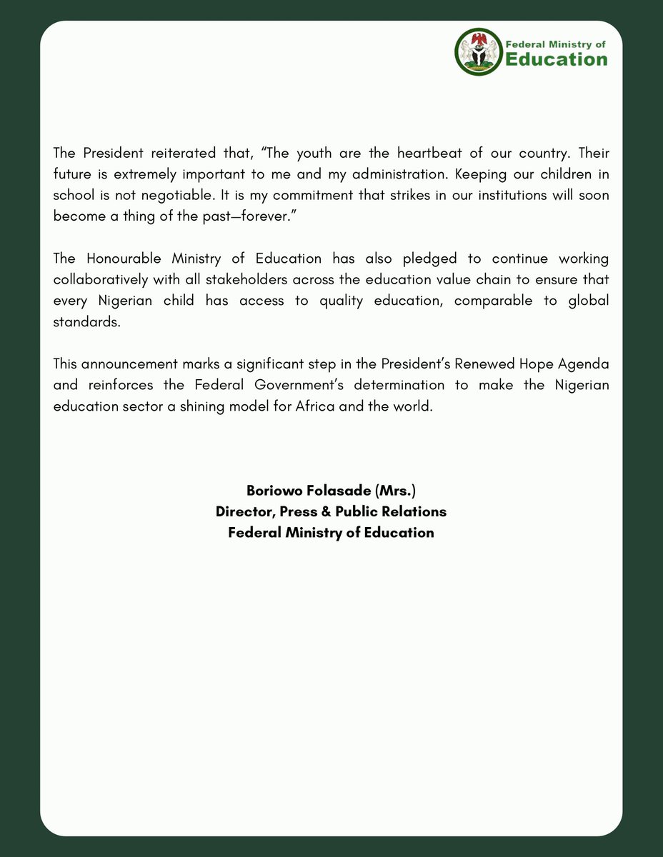 Promise Kept, Hope Refreshed: FG Releases N50 Billion to Varsity Unions as President Tinubu Reaffirms Education Priority.