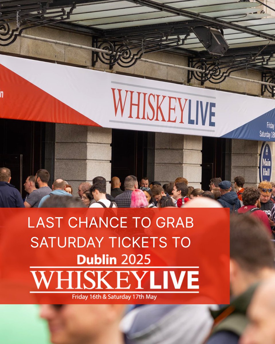 🚨 Final Call for Saturday Tickets! 

Only 50 tickets remain for Saturday Afternoon, and Saturday Evening is close behind.

If you’ve been thinking about joining us, now’s the time – these are the final Saturday tickets available!

whiskeylivedublin.com
