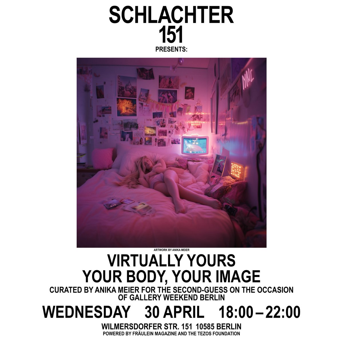 👋 We’re bringing some of your favorite artists from the Internet to Berlin! Stop by at Schlachter 151 by OOR Studio x The Second-Guess.

Opening Wednesday the 30th, VIRTUALLY YOURS, curated by me for The Second-Guess, presents artists exploring the evolving relationship between