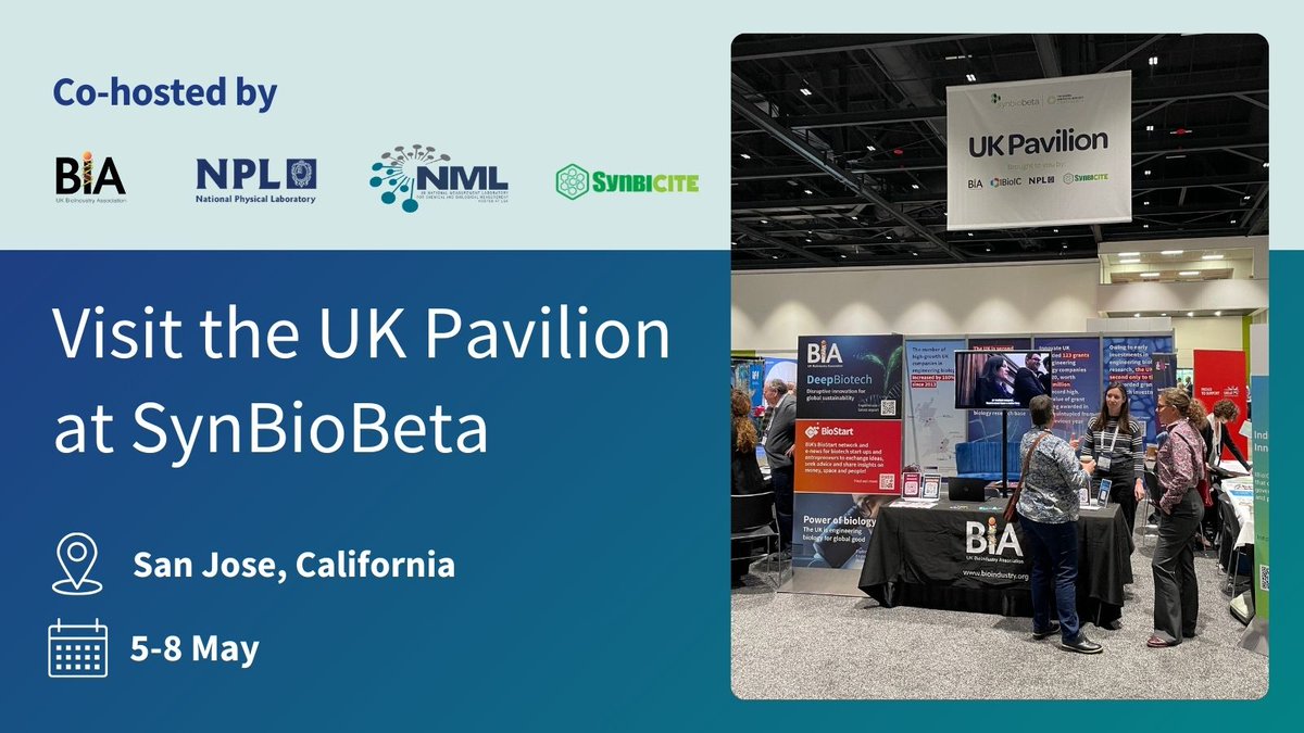 BioIndustry Association (BIA) (@bia_uk) on Twitter photo BIA Returns to the UK Pavilion at <a href="/SynBioBeta/">SynBioBeta</a> 2025 ➡️ rb.gy/v678cu
We’re proud to once again co-host the UK Pavilion at SynBioBeta 2025, alongside SynbiCITE, the <a href="/NML_ChemBioGC/">UK NML ChemBio&GC</a>, and the National Physical Laboratory (NPL). Together, we’ll be showcasing the UK’s BIA Returns to the UK Pavilion at <a href="/SynBioBeta/">SynBioBeta</a> 2025 ➡️ rb.gy/v678cu
We’re proud to once again co-host the UK Pavilion at SynBioBeta 2025, alongside SynbiCITE, the <a href="/NML_ChemBioGC/">UK NML ChemBio&GC</a>, and the National Physical Laboratory (NPL). Together, we’ll be showcasing the UK’s