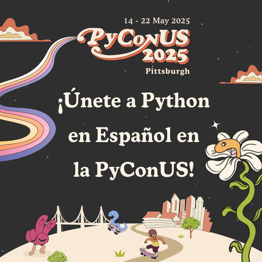 📣 La comunidad de #Python en Español regresa a Pittsburgh con nuestro Booth Comunitario en #PyConUS 2025 🐍

Estaremos compartiendo recursos, regalitos, stickers y mucha buena onda con quienes nos visiten. 🎁

💬¡Pasa a saludar, conocernos y conectar!

✈️¡Nos vemos en #PyConUS!