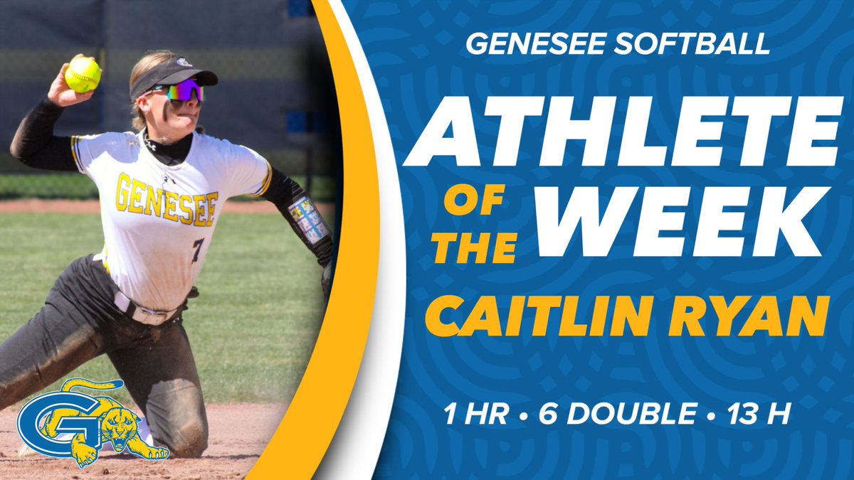 GCCSports's tweet image. AOTW - Congratulations to Caitlin Ryan from Softball on being selected as this week's Female Athlete of the Week! #CougarPride