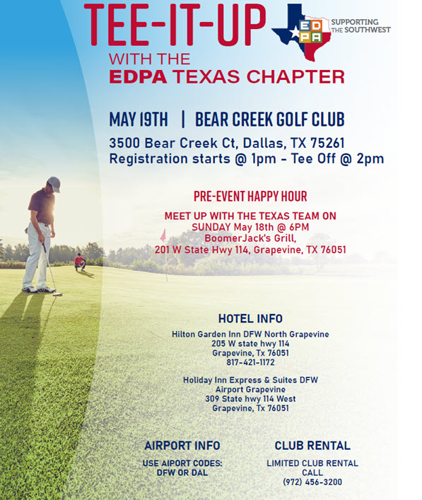 Who's ready for some fun on the golf course? Come Tee-It-Up with the Texas EDPA Chapter next month, registration is open eventbrite.com/e/second-annua… #edpa #tradeshow #exhibition #golfouting #experientialmarketing