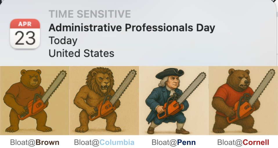 Launching the Ivy League Bloat Tracker. 🚨 We're emailing every administrator at <a href="/Columbia/">Columbia University</a>, <a href="/Cornell/">Cornell University</a>, <a href="/Penn/">Penn</a> to ask what they do all day.

👀View thousands of admins, filter by DEI, and send a 📩 cease and desist for Civil Rights Act violations with <a href="/grok/">Grok</a>.

🔜 <a href="/Harvard/">Harvard University</a> is next.