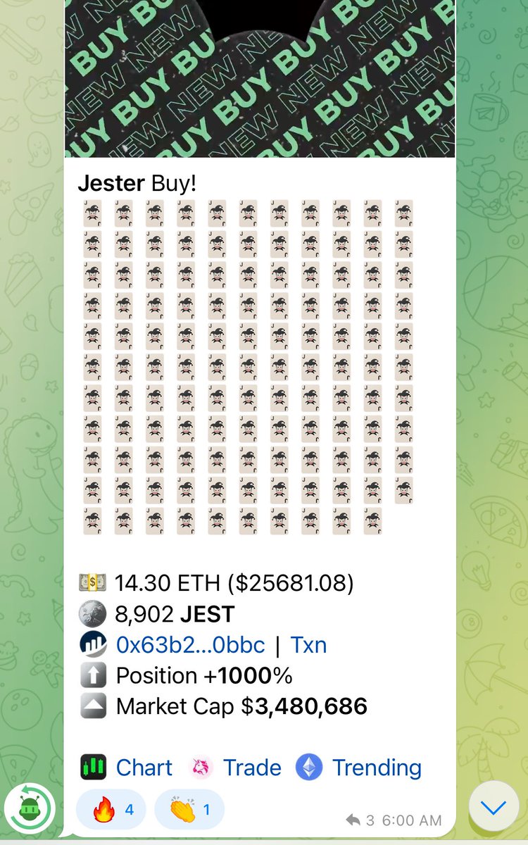 Best things take time to cook.

Looks like whales have been paying attention 👀

$jest <a href="/JestTech/">Jester</a> is unparalleled in this space for its algorithmic trading suite, and more. 📚 this gem, currently at sub-3m MC