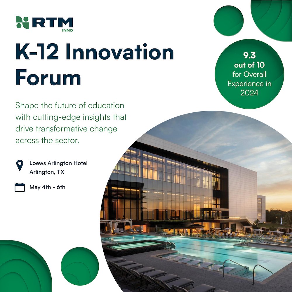 Don't miss out! From AI integration to funding strategies, this forum brings together K12 leaders driving bold ideas &amp; breakthrough strategies in tech, instruction &amp; leadership. Join to collaborate with peers and create real change in your district

#rtmevents #rtmk12 #education