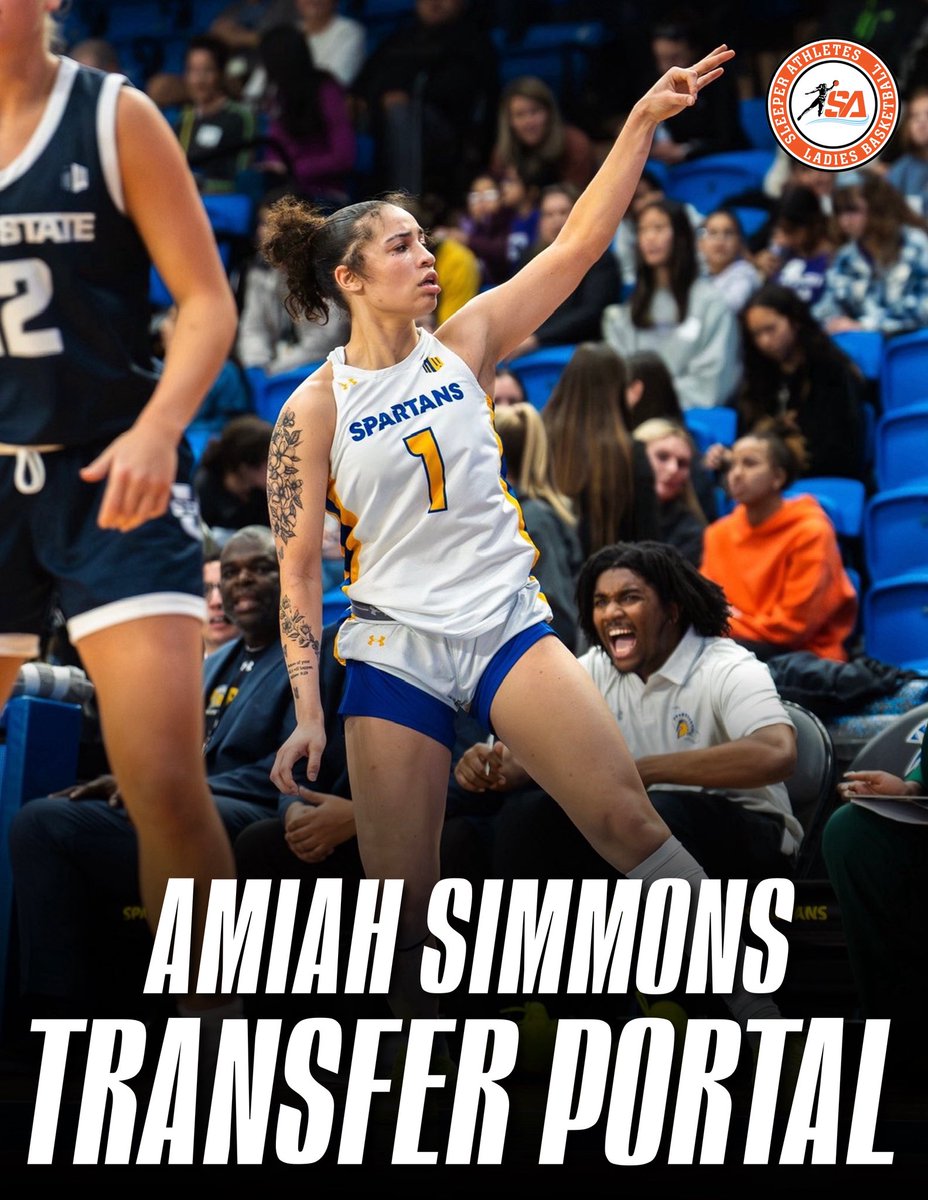 #SanJoseState #Spartans G Amiah Simmons (<a href="/amiahsimmons03/">Amiah Simmons</a>) has entered the transfer portal in anticipation that the NCAA grants a 5th year

Simmons was the second leading scorer in the Mountain West averaging 19.2 points per game