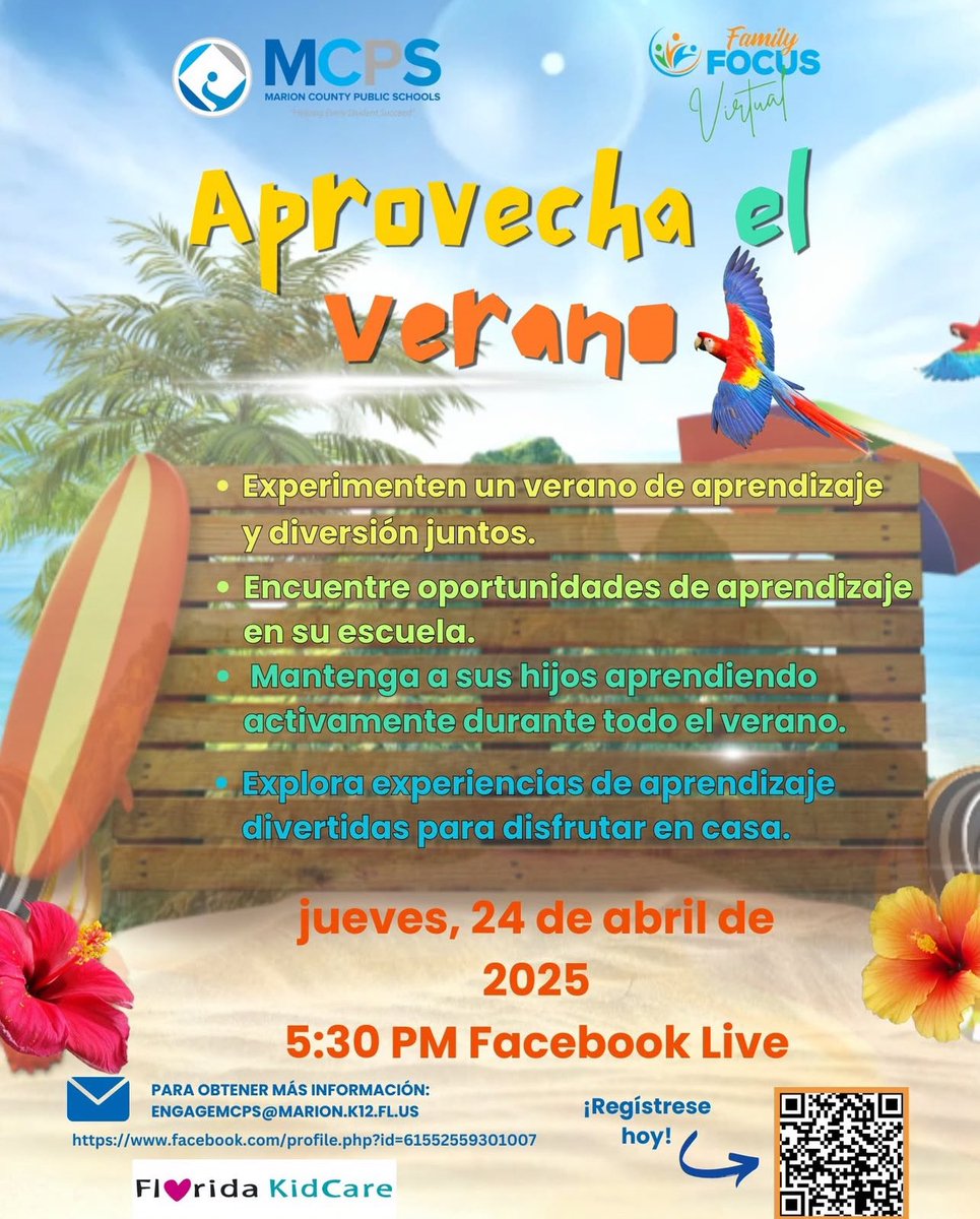 Erika Wiggins (@erikawiggins16) on Twitter photo Reminder: Tomorrow night Thursday, April 24 is the last MCPS Family FOCUS Virtual 😎 Seize the Summer 🌞 on Facebook Live at 5:30 p.m. See the flyer to register and join in! <a href="/DESsmallPAWS/">Dunnellon Elementary</a> Reminder: Tomorrow night Thursday, April 24 is the last MCPS Family FOCUS Virtual 😎 Seize the Summer 🌞 on Facebook Live at 5:30 p.m. See the flyer to register and join in! <a href="/DESsmallPAWS/">Dunnellon Elementary</a>