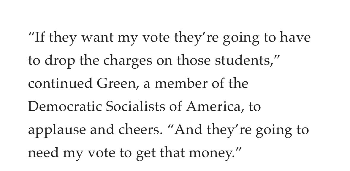 DSA city councilor Mitch Green flips the script on holding universities accountable -  threatens to withhold city money from Portland State University unless PSU drops charges against pro Palestine student protesters. Absolutely love to see it