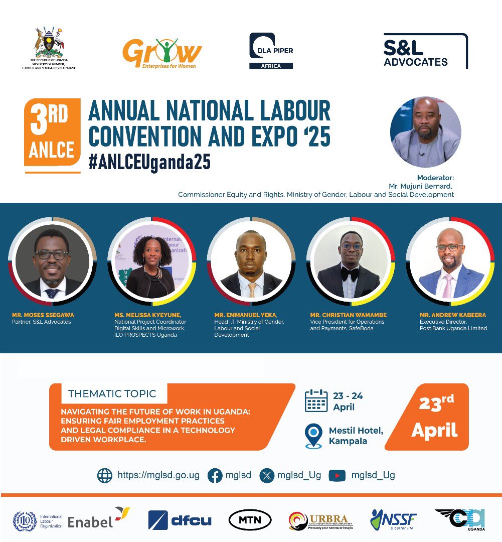 Our <a href="/moses_segawa/">Moses Segawa</a> will be a panelist on the afternoon panel discussion exploring the thematic topic: Navigating the Future of Work in Uganda: Ensuring fair Employment Practices and Legal Compliance in a Technology Driven Workplace. Moses will be joined by Ms. Melissa Kyeyune (ILO