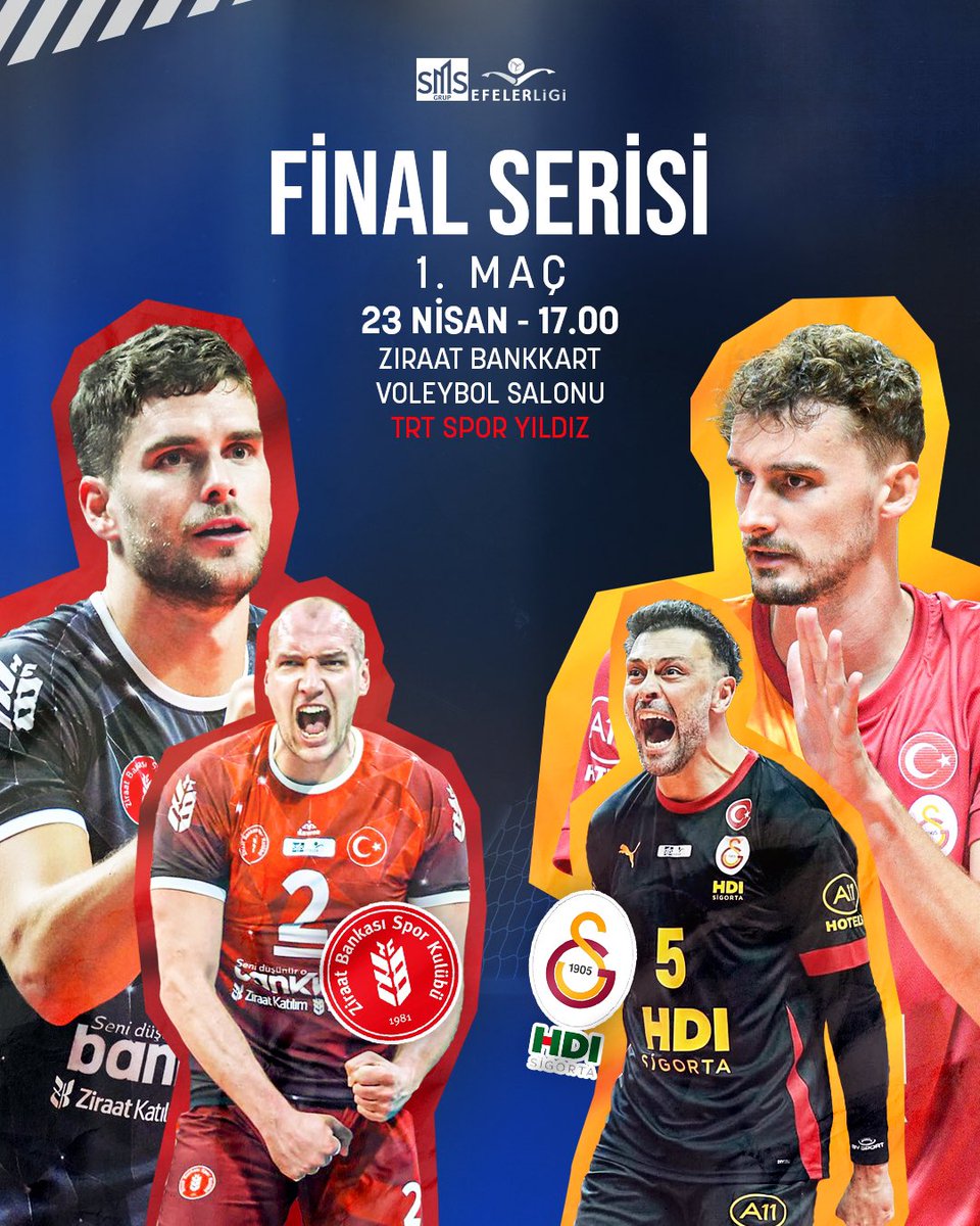 SMS Grup Efeler Ligi’nde final serisinin ilk maçı Ziraat Bankkart ile Galatasaray HDI Sigorta arasında 17.00’da oynanacak! 🏐