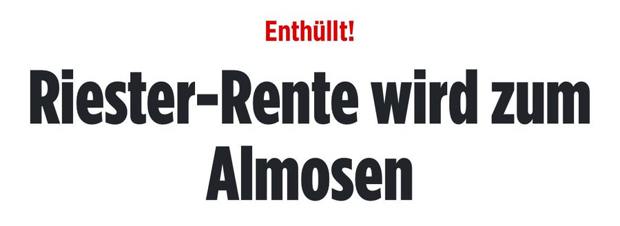 Lasst uns die Rente privatisieren, haben sie gesagt.
Das wird sich lohnen, haben sie gesagt.
Nur für wen, wollten sie nicht sagen.

Aber wer rechnen kann, konnte schon vor 20 Jahren merken, dass die #Riesterrente nur den Versicherern nutzt und alle anderem drauf zahlen.
