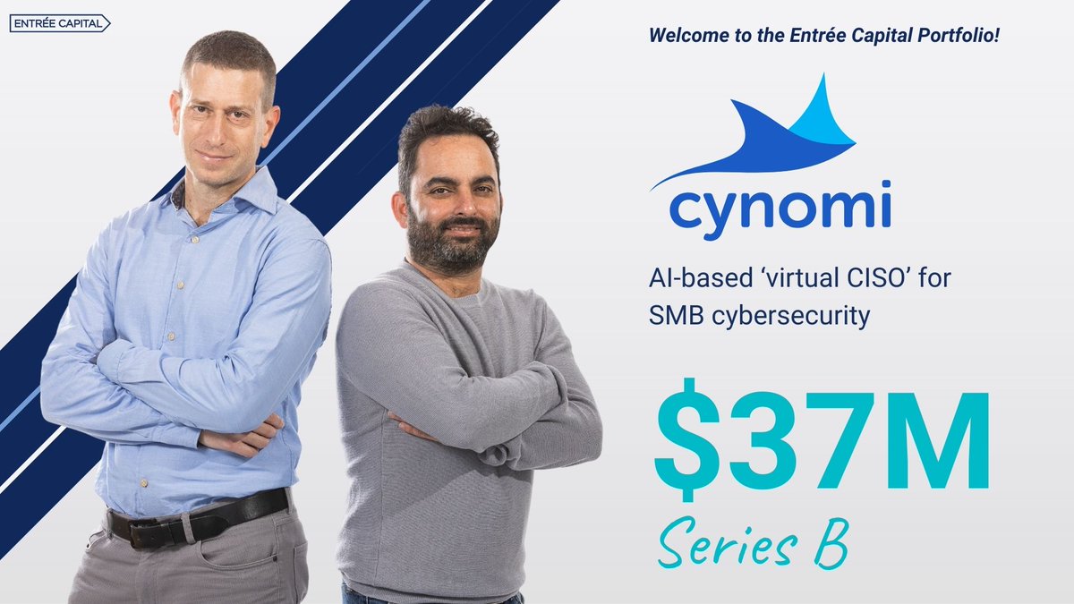 Entrée Capital (@entreecap) on Twitter photo 💥📢 We’re excited to welcome <a href="/cynomiTech/">Cynomi</a> to our portfolio and to announce their $37M #SeriesB round!
Co-led by <a href="/EntreeCap/">Entrée Capital</a> and <a href="/insightpartners/">Insight Partners</a>, with participation from <a href="/canaanpartners/">Canaan</a>, <a href="/FlintVC/">Flint Capital</a>, and s16vc, this round fuels Cynomi’s mission to transform #cybersecurity & 💥📢 We’re excited to welcome <a href="/cynomiTech/">Cynomi</a> to our portfolio and to announce their $37M #SeriesB round!
Co-led by <a href="/EntreeCap/">Entrée Capital</a> and <a href="/insightpartners/">Insight Partners</a>, with participation from <a href="/canaanpartners/">Canaan</a>, <a href="/FlintVC/">Flint Capital</a>, and s16vc, this round fuels Cynomi’s mission to transform #cybersecurity &