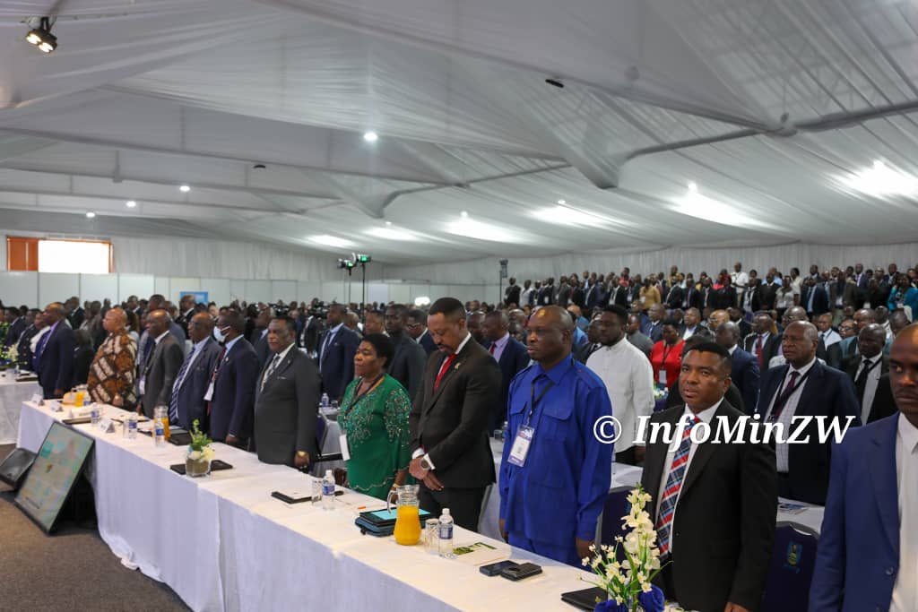 This morning, Vice President Dr. Gen. Rtd C.G.D.N Chiwenga presided over the Zimbabwe International Business Conference in Bulawayo. The meeting discussed strategies for mobilising resources to drive industrialisation and Zimbabwe's role in regional intergration. It was running
