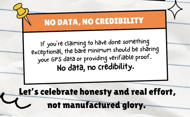 Not everything you see on social media is real. If you claim an extraordinary adventure, show the GPS data — no proof, no credibility. Let’s stop glorifying fake feats and start honoring real effort and integrity. #NoDataNoGlory #AdventureEthics