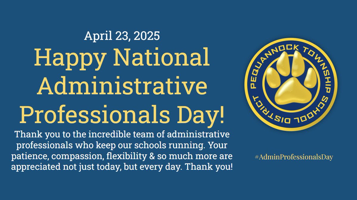 Today we celebrate the administrative professionals who ensure the success of our school district. Thank you for your tireless work and seemingly endless patience! #AdminProfessionalsDay #NockNation #PeqPantherPride