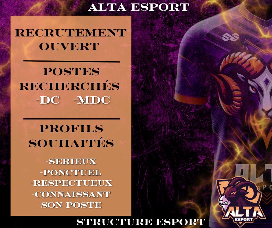 Amรฉlie (@alta_melie) on Twitter photo ๐ฎ๐ฃ๐ Alta Esport ๐ฃ๐ ๐ฎ
๐จ RECRUTEMENT OUVERT ๐จ
Club inscrit en <a href="/VPGFrance_/">VPG France</a> <a href="/belgique_vpg/">VPG BELGIQUE ๐ง๐ช</a>
๐น Postes recherchรฉs :DC/MDC
๐น Plateforme : PS5 /Next gen
๐นDiscord obligatoire
๐ฉ contact en message privรฉ ou sur le discord
discord.gg/fdkTQzJRn4 ๐ฎ๐ฃ๐ Alta Esport ๐ฃ๐ ๐ฎ
๐จ RECRUTEMENT OUVERT ๐จ
Club inscrit en <a href="/VPGFrance_/">VPG France</a> <a href="/belgique_vpg/">VPG BELGIQUE ๐ง๐ช</a>
๐น Postes recherchรฉs :DC/MDC
๐น Plateforme : PS5 /Next gen
๐นDiscord obligatoire
๐ฉ contact en message privรฉ ou sur le discord
discord.gg/fdkTQzJRn4