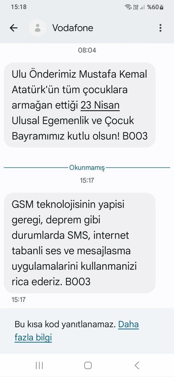 🇹🇷ibrahimozverir🇹🇷 (@ibrahimozverir) on Twitter photo #deprem <a href="/VodafoneTR/">Vodafone Türkiye</a> nin bana attığı sms ye bakarmısınız yaa ben neden binlerce lira ödüyorum lötü günde sevdiklerime ulaşamayacaksam. Yani bizim alt yapımız yok başınızın çaresine bakın demek. #deprem <a href="/VodafoneTR/">Vodafone Türkiye</a> nin bana attığı sms ye bakarmısınız yaa ben neden binlerce lira ödüyorum lötü günde sevdiklerime ulaşamayacaksam. Yani bizim alt yapımız yok başınızın çaresine bakın demek.