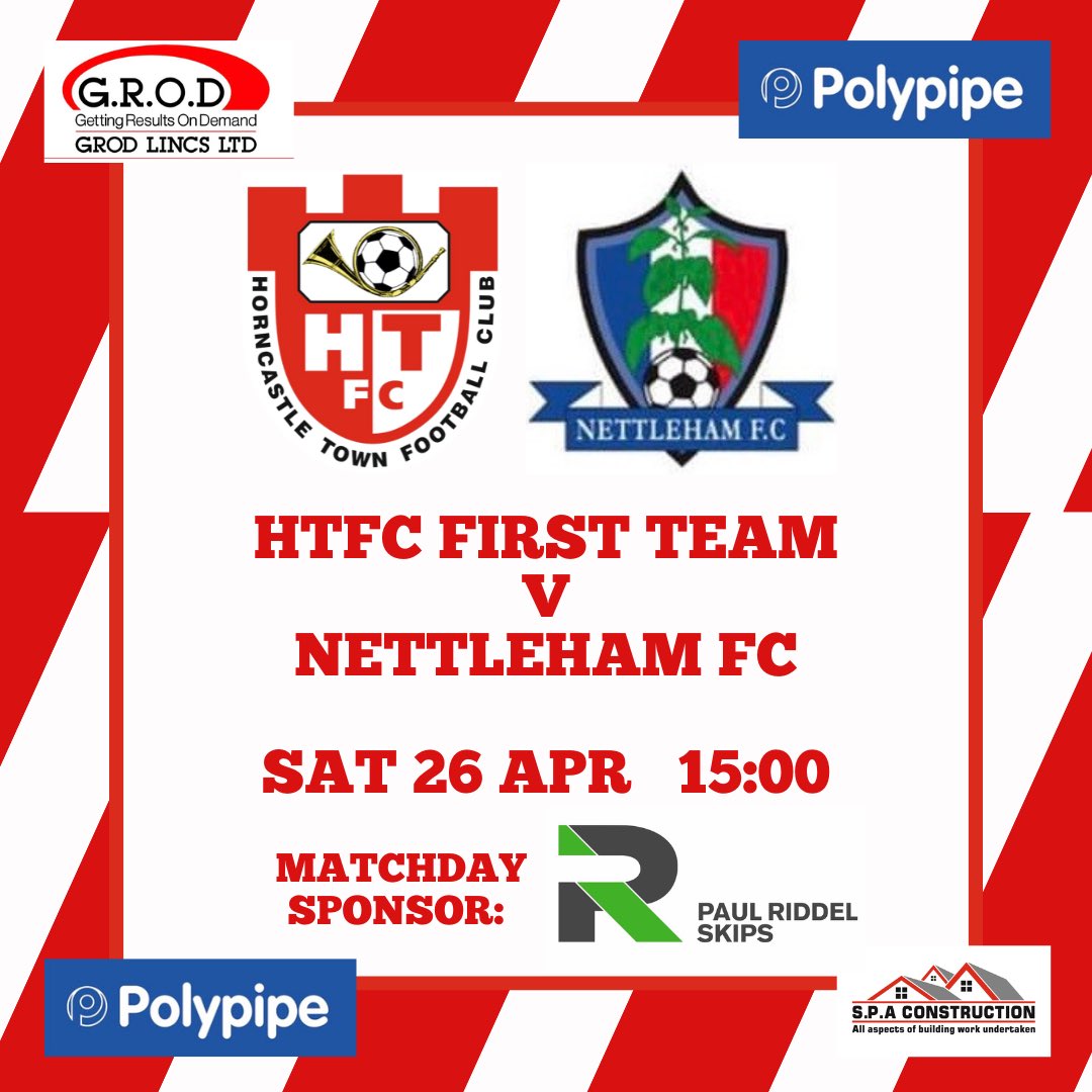 Horncastle Town FC (@horncastletown_) on Twitter photo 🏆Challenge Cup semi-final🏆
We face <a href="/NettlehamFC2/">Nettleham F(C) 🏆🏆</a> this weekend for a place in the final!
There’ll be another 50/50 raffle too - our last two winners bagged nearly £200 each! 🤑
Thank you to our match sponsor Paul Riddel Skips. 🏆Challenge Cup semi-final🏆
We face <a href="/NettlehamFC2/">Nettleham F(C) 🏆🏆</a> this weekend for a place in the final!
There’ll be another 50/50 raffle too - our last two winners bagged nearly £200 each! 🤑
Thank you to our match sponsor Paul Riddel Skips.