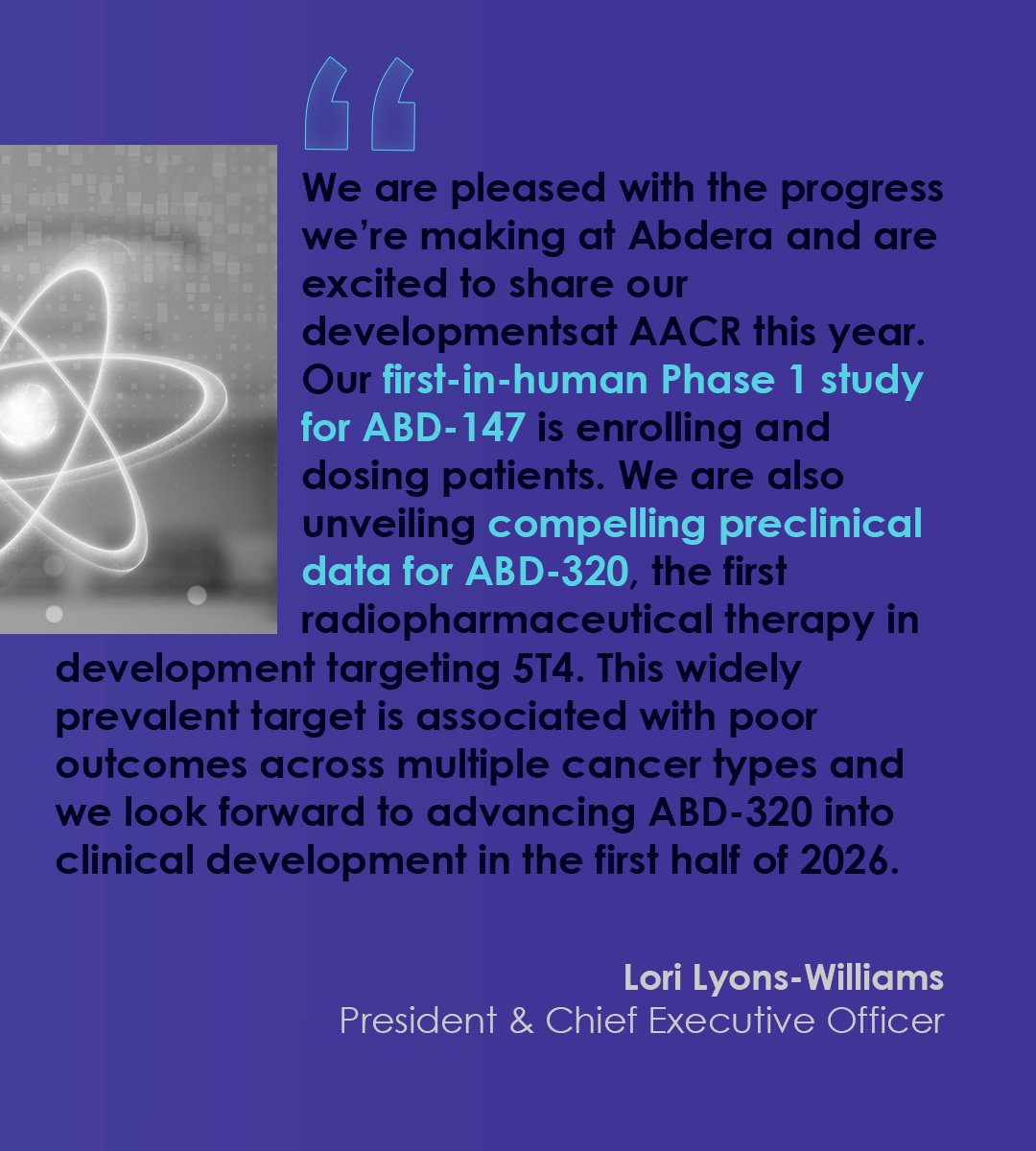 We’re pleased to share that we have two presentations at the upcoming 2025 @aacr Annual Meeting. These include a trial in progress for our ongoing Phase 1 clinical trial for ABD-147, as well as the disclosure of our second lead program, ABD-320. Read more here: