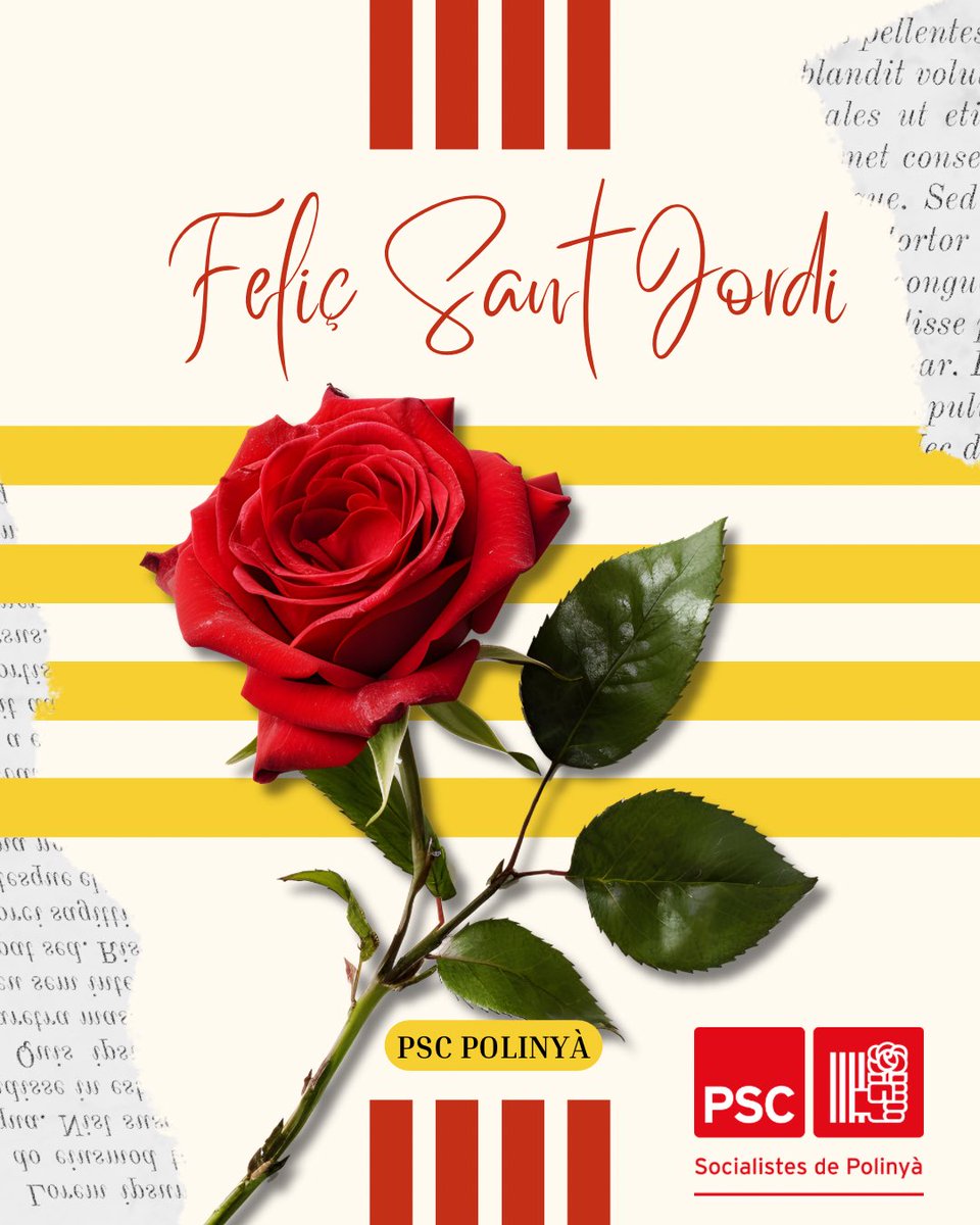 🌹Bona Diada de Sant Jordi Polinyà!

👉Ens veiem aquesta tarda a la paradeta socialista amb el nostre taller infantil.

Gaudiu d’aquest dia!