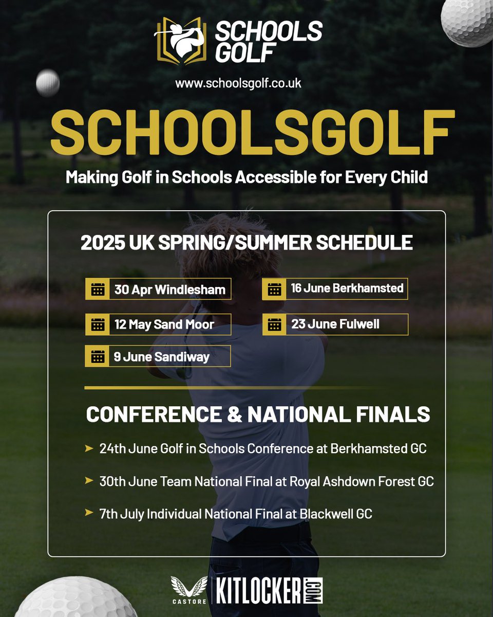 SchoolsGolfTour (@schoolsgolf_uk) on Twitter photo We’re looking forward to five exciting events this summer ahead of our National Finals & the Golf in Schools Conference
Register now at SchoolsGolf.co.uk⛳️
<a href="/BerkhamstedGolf/">Berkhamsted Golf</a>
<a href="/SandMoorGC/">Sand Moor Golf Club</a>
<a href="/sandmoorgcjnrs/">Sand Moor GC Juniors</a>
<a href="/FulwellGC/">Fulwell Golf Club</a>
<a href="/SandiwayGolf/">Sandiway Golf Club</a>
<a href="/WindleshamGolf/">Windlesham Golf Club</a>
<a href="/BGC1893/">Blackwell Golf Club</a>
<a href="/cookiejargolf/">Cookie Jar Golf</a> We’re looking forward to five exciting events this summer ahead of our National Finals & the Golf in Schools Conference
Register now at SchoolsGolf.co.uk⛳️
<a href="/BerkhamstedGolf/">Berkhamsted Golf</a>
<a href="/SandMoorGC/">Sand Moor Golf Club</a>
<a href="/sandmoorgcjnrs/">Sand Moor GC Juniors</a>
<a href="/FulwellGC/">Fulwell Golf Club</a>
<a href="/SandiwayGolf/">Sandiway Golf Club</a>
<a href="/WindleshamGolf/">Windlesham Golf Club</a>
<a href="/BGC1893/">Blackwell Golf Club</a>
<a href="/cookiejargolf/">Cookie Jar Golf</a>