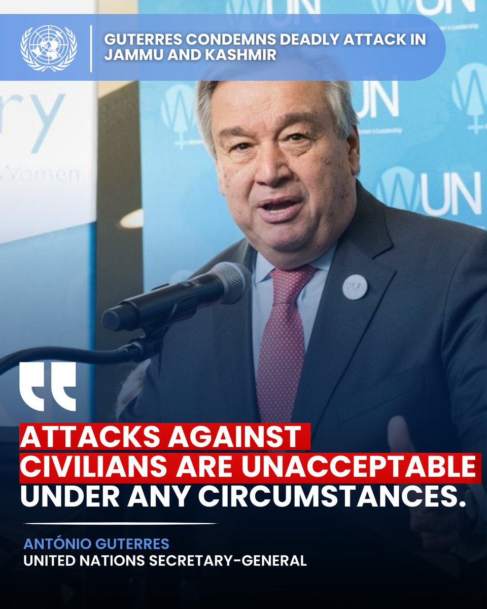 United Nations Geneva (@ungeneva) on Twitter photo “Attacks against civilians are unacceptable under any circumstances.”
– UN Secretary-General <a href="/antonioguterres/">António Guterres</a> on the #JammuKashmir terrorist attack
ungeneva.org/en/news-media/… “Attacks against civilians are unacceptable under any circumstances.”
– UN Secretary-General <a href="/antonioguterres/">António Guterres</a> on the #JammuKashmir terrorist attack
ungeneva.org/en/news-media/…