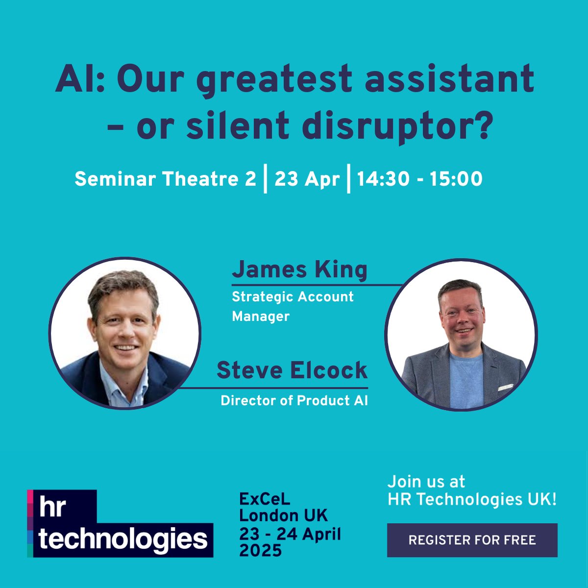 Just one hour to go until Steve Elcock and James King take the stage in Seminar Theatre 2 to discuss all this AI in HR and payroll!

Why not grab a tea, coffee, or hot chocolate (on us) from our on-stand barista to enjoy while you listen?
